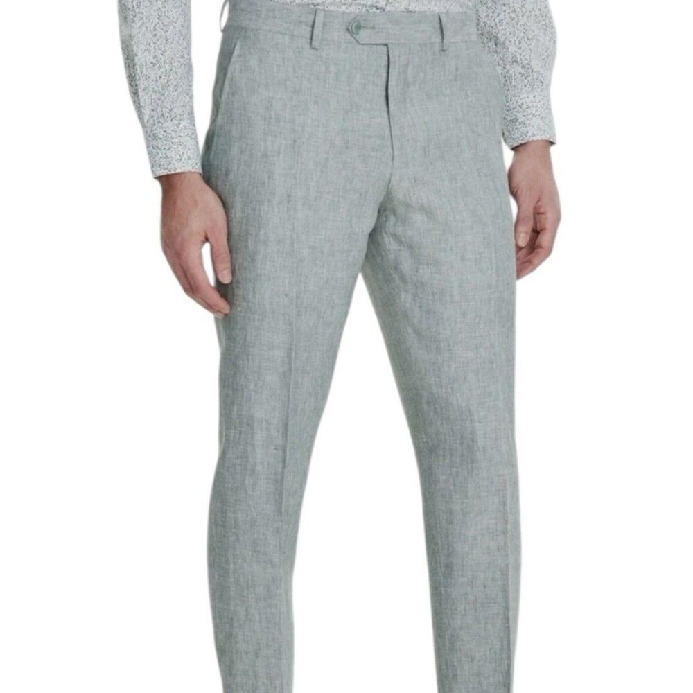 Bar III Men's Green Slim-Fit Linen Tapered Dress Suit Pants Size 38W 32L NWT